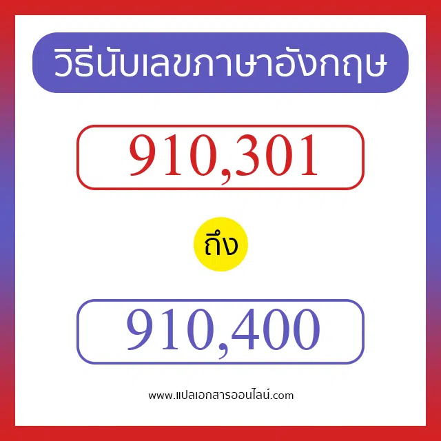วิธีนับตัวเลขภาษาอังกฤษ 910301 ถึง 910400 เอาไว้คุยกับชาวต่างชาติ