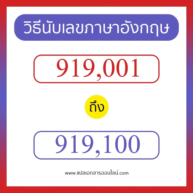 วิธีนับตัวเลขภาษาอังกฤษ 919001 ถึง 919100 เอาไว้คุยกับชาวต่างชาติ