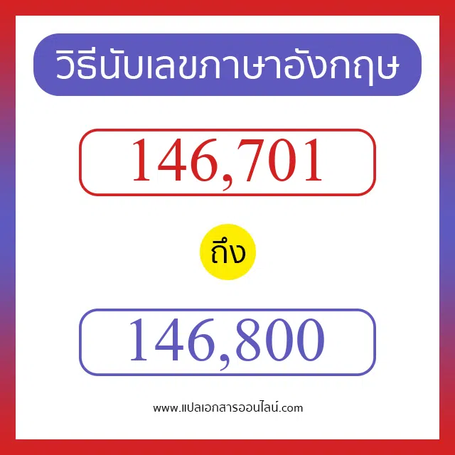 วิธีนับตัวเลขภาษาอังกฤษ 146701 ถึง 146800 เอาไว้คุยกับชาวต่างชาติ