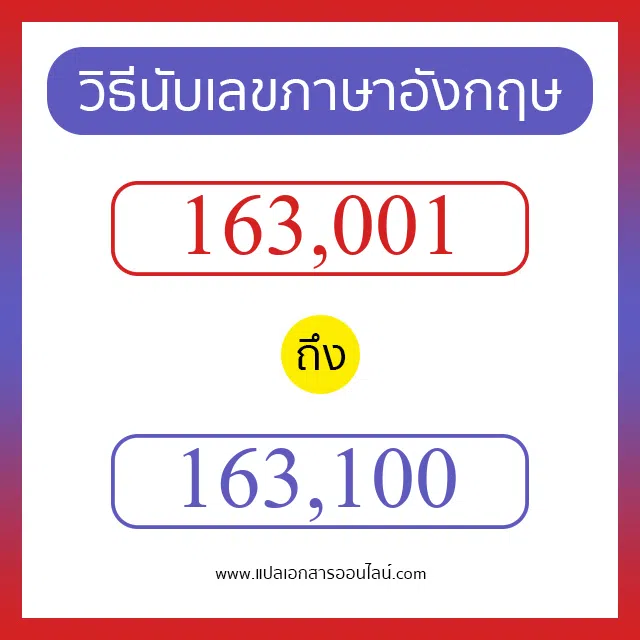 วิธีนับตัวเลขภาษาอังกฤษ 163001 ถึง 163100 เอาไว้คุยกับชาวต่างชาติ