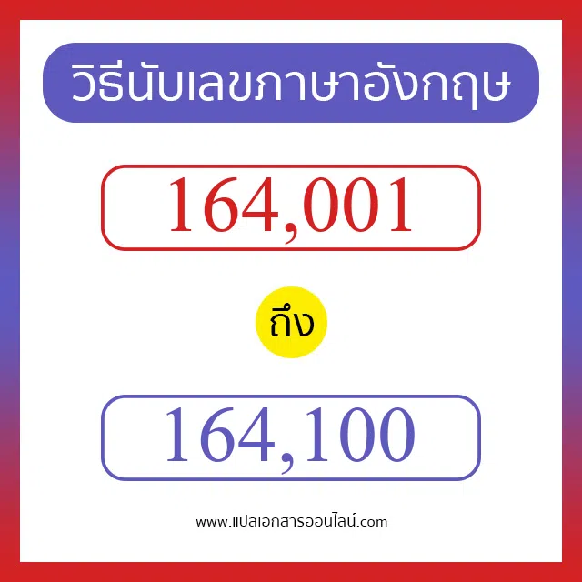 วิธีนับตัวเลขภาษาอังกฤษ 164001 ถึง 164100 เอาไว้คุยกับชาวต่างชาติ