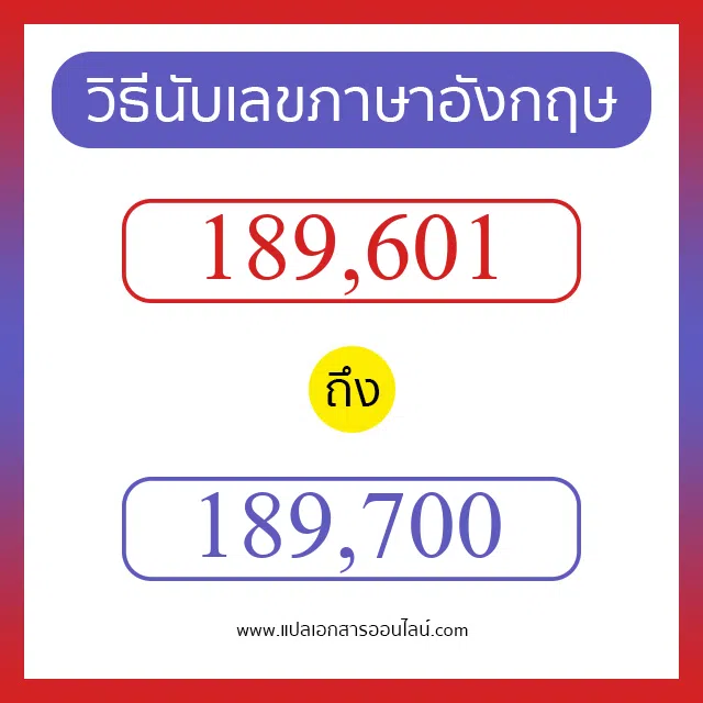 วิธีนับตัวเลขภาษาอังกฤษ 189601 ถึง 189700 เอาไว้คุยกับชาวต่างชาติ