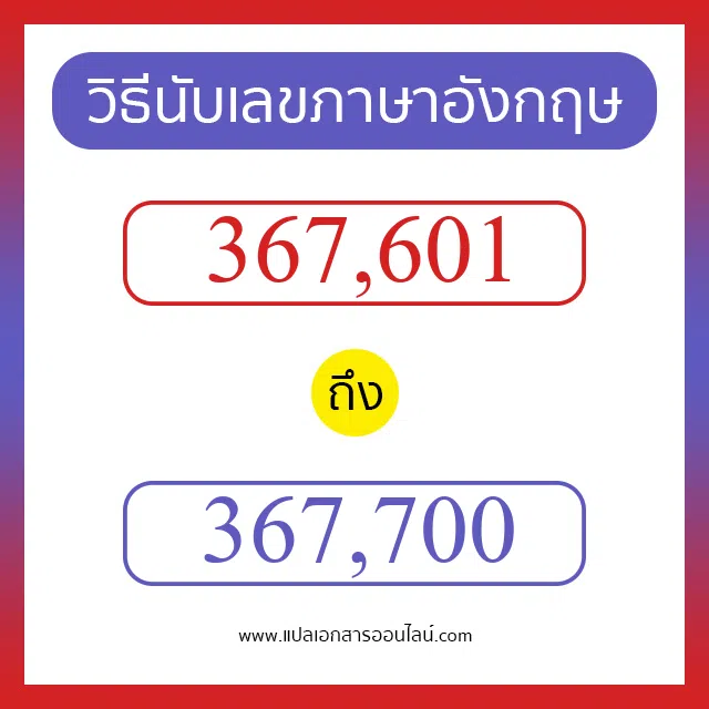 วิธีนับตัวเลขภาษาอังกฤษ 367601 ถึง 367700 เอาไว้คุยกับชาวต่างชาติ