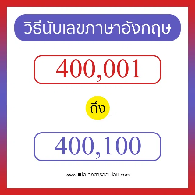 วิธีนับตัวเลขภาษาอังกฤษ 400001 ถึง 400100 เอาไว้คุยกับชาวต่างชาติ