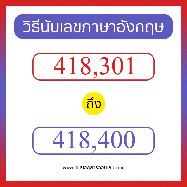 วิธีนับตัวเลขภาษาอังกฤษ 418301 ถึง 418400 เอาไว้คุยกับชาวต่างชาติ