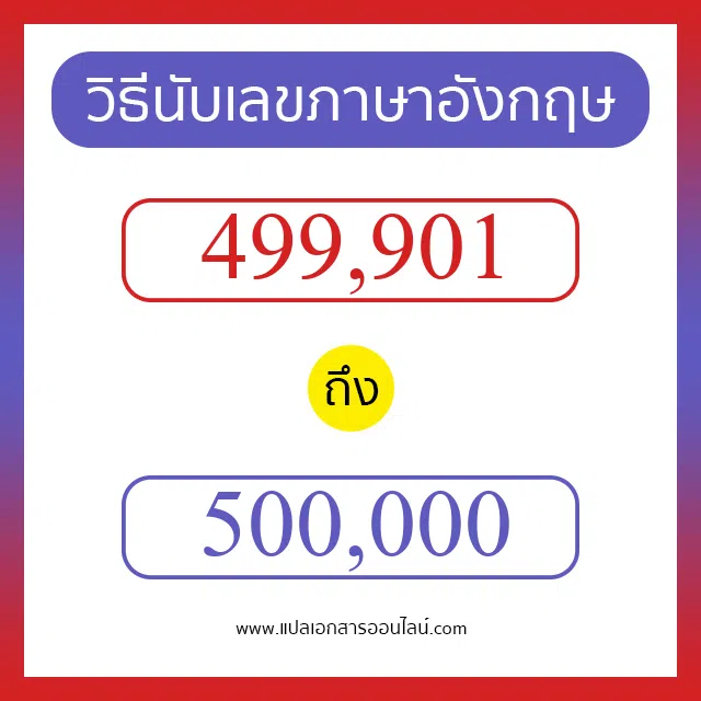 วิธีนับตัวเลขภาษาอังกฤษ 499901 ถึง 500000 เอาไว้คุยกับชาวต่างชาติ