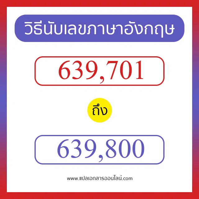 วิธีนับตัวเลขภาษาอังกฤษ 639701 ถึง 639800 เอาไว้คุยกับชาวต่างชาติ