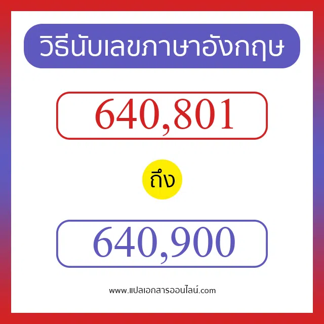 วิธีนับตัวเลขภาษาอังกฤษ 640801 ถึง 640900 เอาไว้คุยกับชาวต่างชาติ