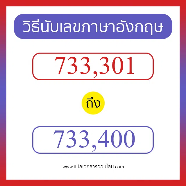 วิธีนับตัวเลขภาษาอังกฤษ 733301 ถึง 733400 เอาไว้คุยกับชาวต่างชาติ