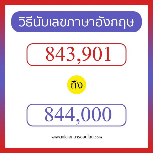 วิธีนับตัวเลขภาษาอังกฤษ 843901 ถึง 844000 เอาไว้คุยกับชาวต่างชาติ