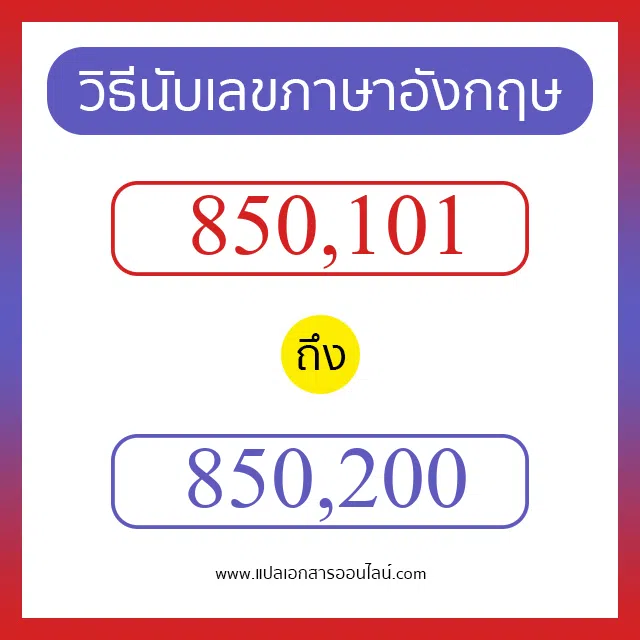 วิธีนับตัวเลขภาษาอังกฤษ 850101 ถึง 850200 เอาไว้คุยกับชาวต่างชาติ