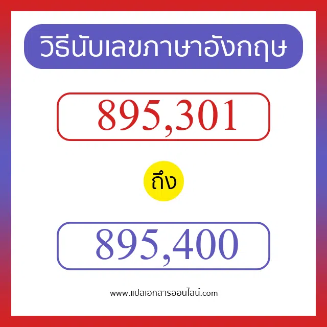 วิธีนับตัวเลขภาษาอังกฤษ 895301 ถึง 895400 เอาไว้คุยกับชาวต่างชาติ