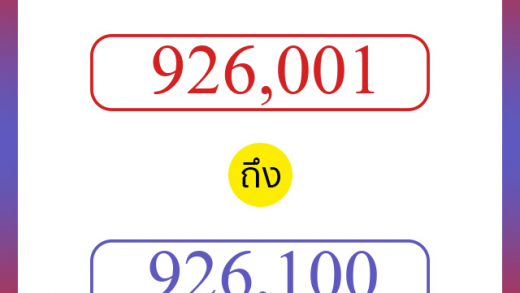 วิธีนับตัวเลขภาษาอังกฤษ 926001 ถึง 926100 เอาไว้คุยกับชาวต่างชาติ