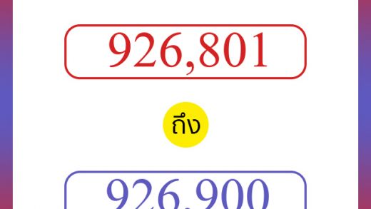 วิธีนับตัวเลขภาษาอังกฤษ 926801 ถึง 926900 เอาไว้คุยกับชาวต่างชาติ