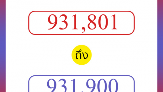 วิธีนับตัวเลขภาษาอังกฤษ 931801 ถึง 931900 เอาไว้คุยกับชาวต่างชาติ