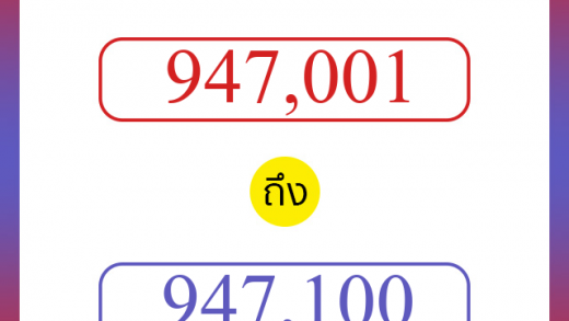 วิธีนับตัวเลขภาษาอังกฤษ 947001 ถึง 947100 เอาไว้คุยกับชาวต่างชาติ