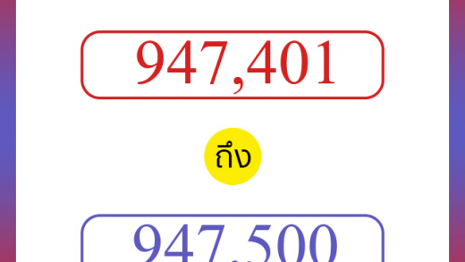 วิธีนับตัวเลขภาษาอังกฤษ 947401 ถึง 947500 เอาไว้คุยกับชาวต่างชาติ