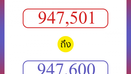 วิธีนับตัวเลขภาษาอังกฤษ 947501 ถึง 947600 เอาไว้คุยกับชาวต่างชาติ