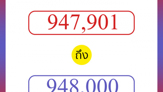 วิธีนับตัวเลขภาษาอังกฤษ 947901 ถึง 948000 เอาไว้คุยกับชาวต่างชาติ