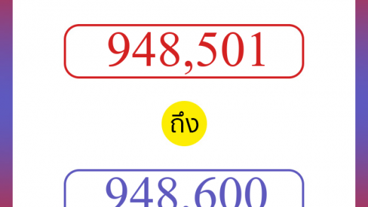 วิธีนับตัวเลขภาษาอังกฤษ 948501 ถึง 948600 เอาไว้คุยกับชาวต่างชาติ