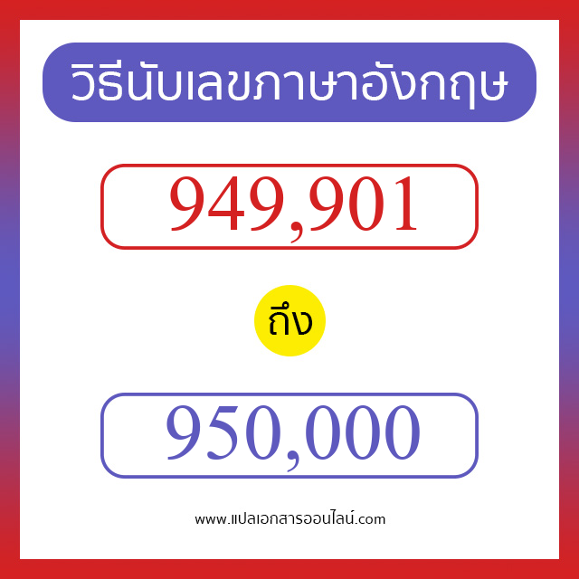 วิธีนับตัวเลขภาษาอังกฤษ 949901 ถึง 950000 เอาไว้คุยกับชาวต่างชาติ