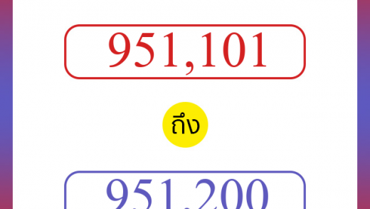 วิธีนับตัวเลขภาษาอังกฤษ 951101 ถึง 951200 เอาไว้คุยกับชาวต่างชาติ