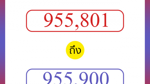 วิธีนับตัวเลขภาษาอังกฤษ 955801 ถึง 955900 เอาไว้คุยกับชาวต่างชาติ