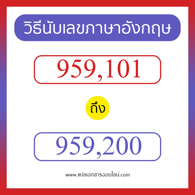 วิธีนับตัวเลขภาษาอังกฤษ 959101 ถึง 959200 เอาไว้คุยกับชาวต่างชาติ