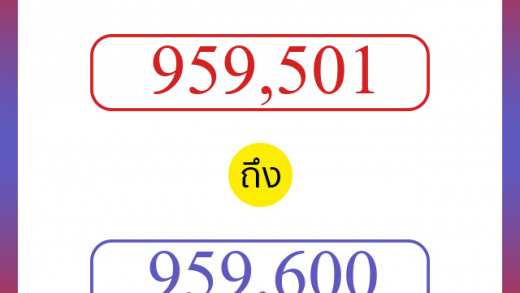 วิธีนับตัวเลขภาษาอังกฤษ 959501 ถึง 959600 เอาไว้คุยกับชาวต่างชาติ