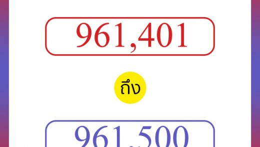 วิธีนับตัวเลขภาษาอังกฤษ 961401 ถึง 961500 เอาไว้คุยกับชาวต่างชาติ