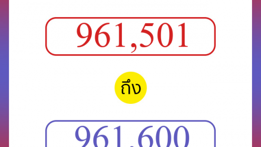 วิธีนับตัวเลขภาษาอังกฤษ 961501 ถึง 961600 เอาไว้คุยกับชาวต่างชาติ