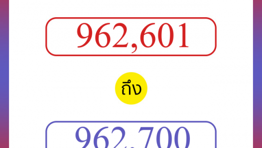 วิธีนับตัวเลขภาษาอังกฤษ 962601 ถึง 962700 เอาไว้คุยกับชาวต่างชาติ