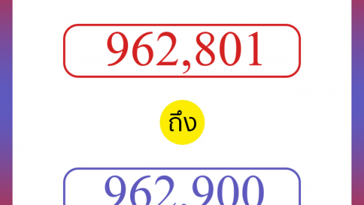 วิธีนับตัวเลขภาษาอังกฤษ 962801 ถึง 962900 เอาไว้คุยกับชาวต่างชาติ