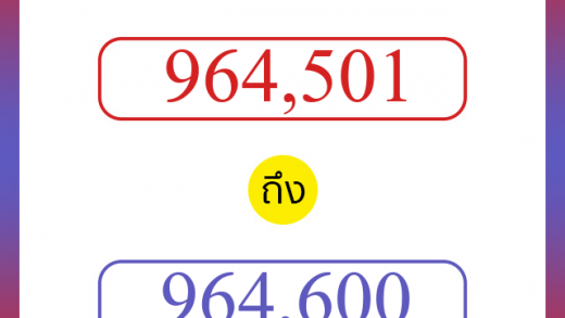 วิธีนับตัวเลขภาษาอังกฤษ 964501 ถึง 964600 เอาไว้คุยกับชาวต่างชาติ