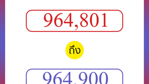 วิธีนับตัวเลขภาษาอังกฤษ 964801 ถึง 964900 เอาไว้คุยกับชาวต่างชาติ