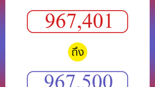 วิธีนับตัวเลขภาษาอังกฤษ 967401 ถึง 967500 เอาไว้คุยกับชาวต่างชาติ
