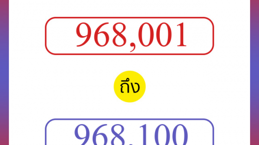 วิธีนับตัวเลขภาษาอังกฤษ 968001 ถึง 968100 เอาไว้คุยกับชาวต่างชาติ