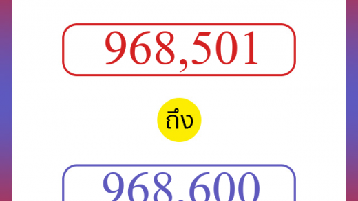 วิธีนับตัวเลขภาษาอังกฤษ 968501 ถึง 968600 เอาไว้คุยกับชาวต่างชาติ