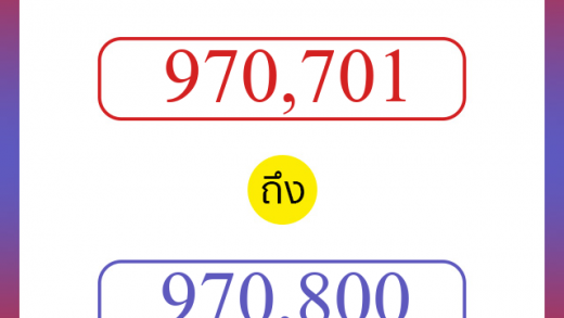 วิธีนับตัวเลขภาษาอังกฤษ 970701 ถึง 970800 เอาไว้คุยกับชาวต่างชาติ