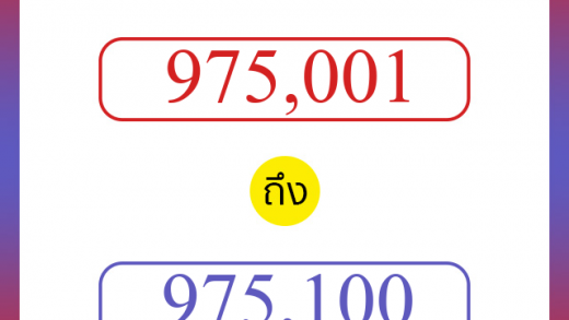 วิธีนับตัวเลขภาษาอังกฤษ 975001 ถึง 975100 เอาไว้คุยกับชาวต่างชาติ