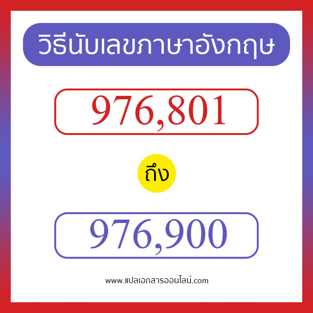 วิธีนับตัวเลขภาษาอังกฤษ 976801 ถึง 976900 เอาไว้คุยกับชาวต่างชาติ