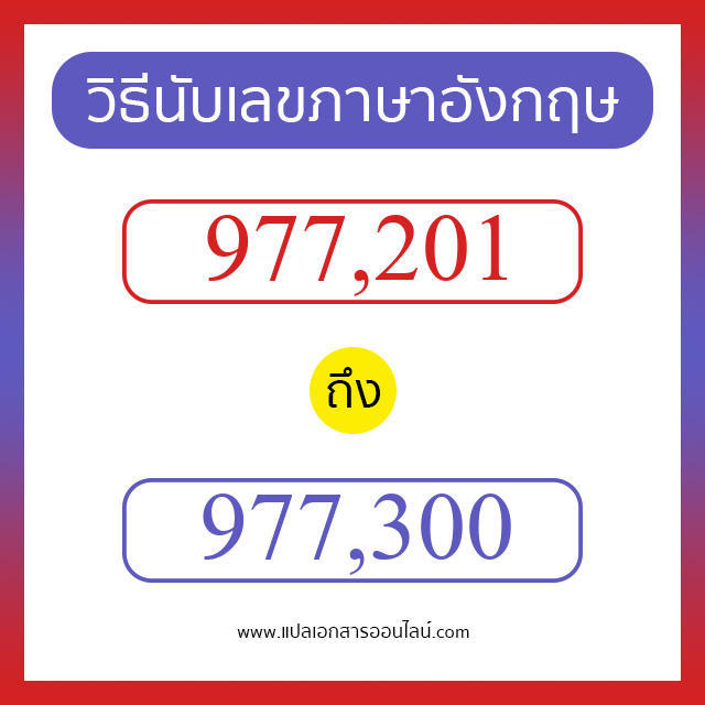 วิธีนับตัวเลขภาษาอังกฤษ 977201 ถึง 977300 เอาไว้คุยกับชาวต่างชาติ