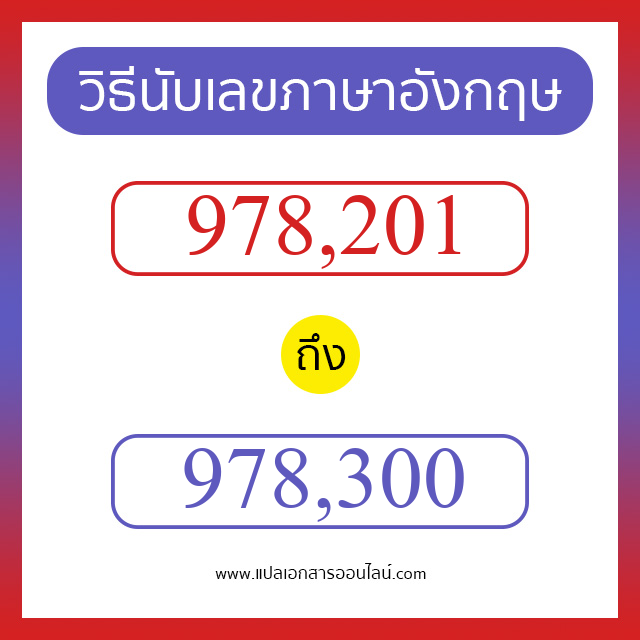 วิธีนับตัวเลขภาษาอังกฤษ 978201 ถึง 978300 เอาไว้คุยกับชาวต่างชาติ