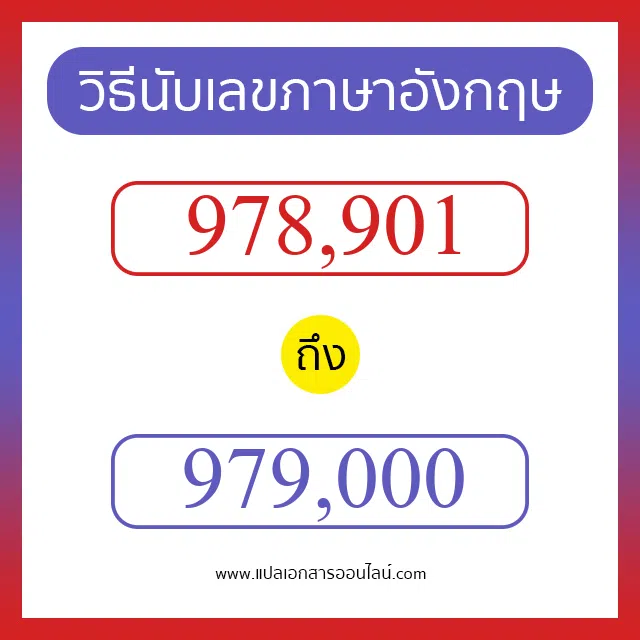 วิธีนับตัวเลขภาษาอังกฤษ 978901 ถึง 979000 เอาไว้คุยกับชาวต่างชาติ