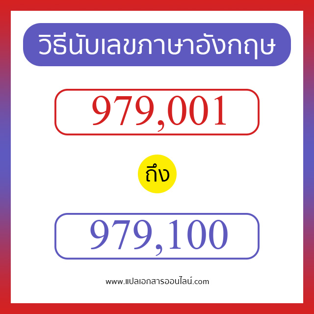 วิธีนับตัวเลขภาษาอังกฤษ 979001 ถึง 979100 เอาไว้คุยกับชาวต่างชาติ