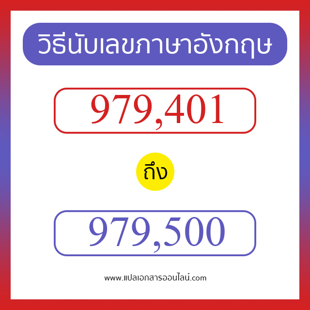 วิธีนับตัวเลขภาษาอังกฤษ 979401 ถึง 979500 เอาไว้คุยกับชาวต่างชาติ