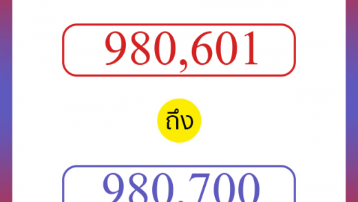 วิธีนับตัวเลขภาษาอังกฤษ 980601 ถึง 980700 เอาไว้คุยกับชาวต่างชาติ