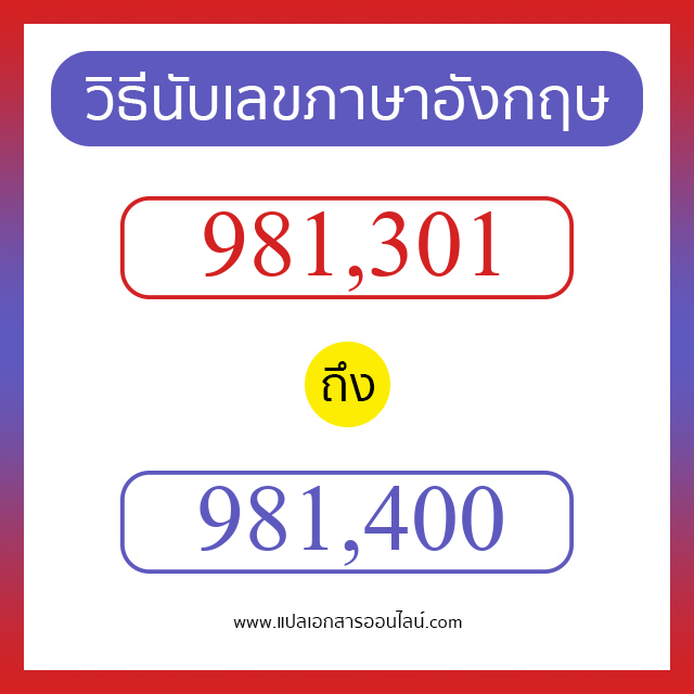 วิธีนับตัวเลขภาษาอังกฤษ 981301 ถึง 981400 เอาไว้คุยกับชาวต่างชาติ