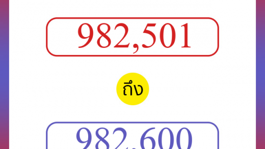 วิธีนับตัวเลขภาษาอังกฤษ 982501 ถึง 982600 เอาไว้คุยกับชาวต่างชาติ