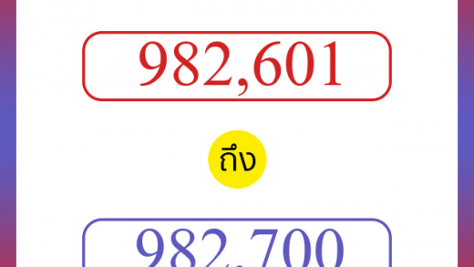 วิธีนับตัวเลขภาษาอังกฤษ 982601 ถึง 982700 เอาไว้คุยกับชาวต่างชาติ